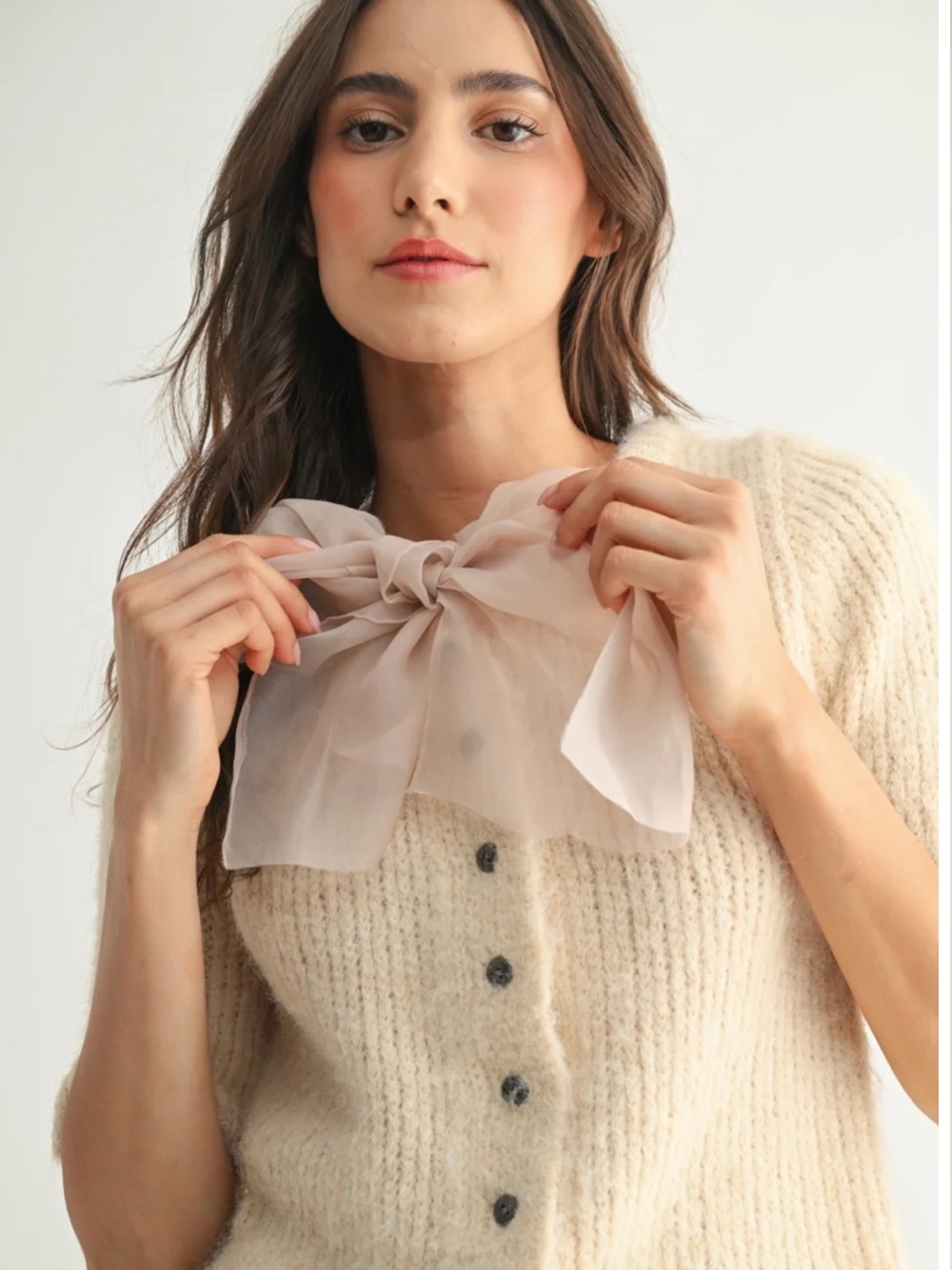 NWT Camellia Grace Chiffon Bow Cardigan